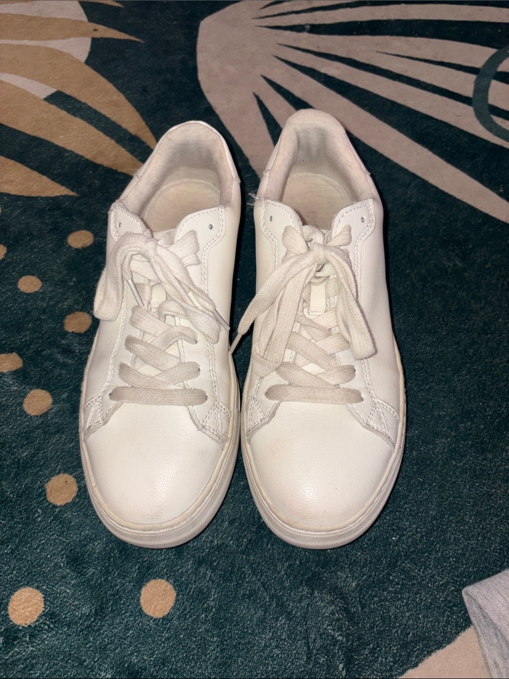 Women's White Leather Lace-Up Sneakers - Minimal Casual Style